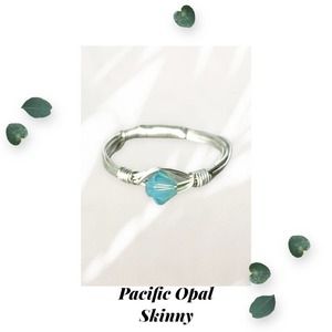 Pacific Opal Crystal Silver Pinkie Ring - Size 4